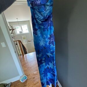 Elegant Blue Floral Women's Dress